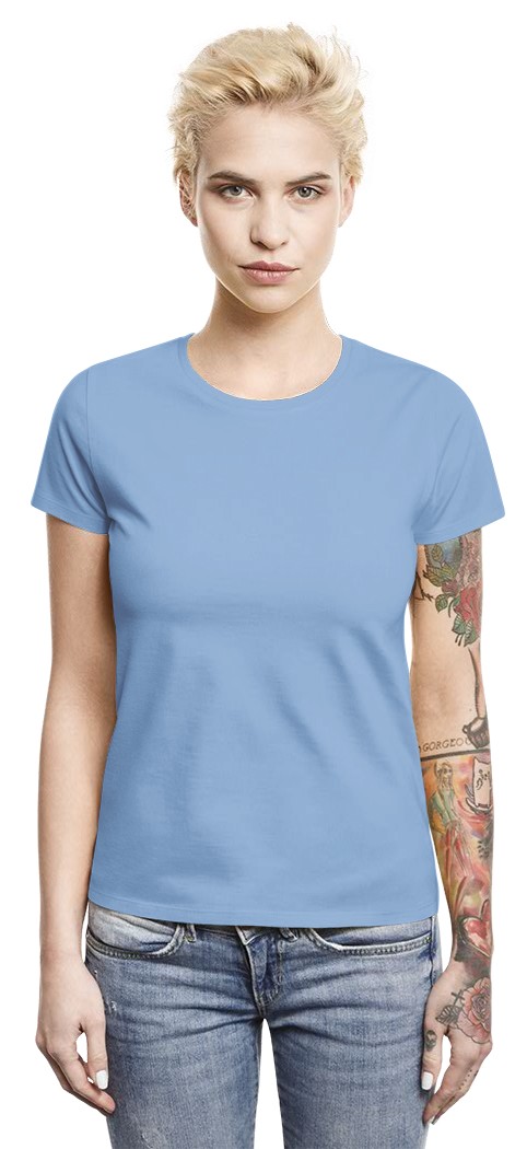 Dames #E190 T-Shirt bedrukken - Hemelsblauw - 3XL
