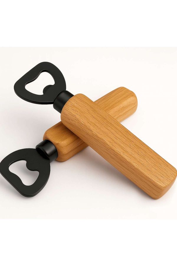 Flesopener bedrukken van FSC-hout | Omnishirt