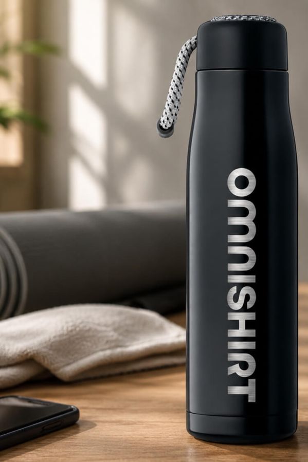 Dubbelwandige RVS drinkfles 500 ml met draaglus - Drinkfles graveren | Omnishirt