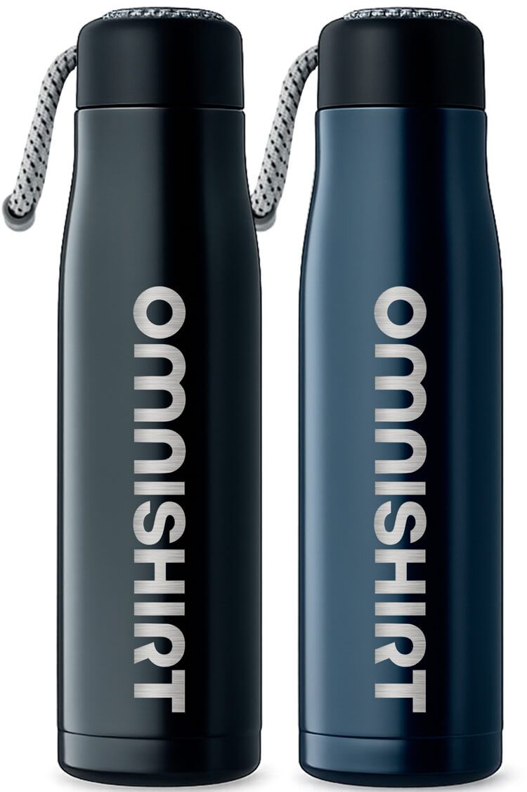 Dubbelwandige RVS drinkfles 500 ml met draaglus - Drinkfles graveren | Omnishirt
