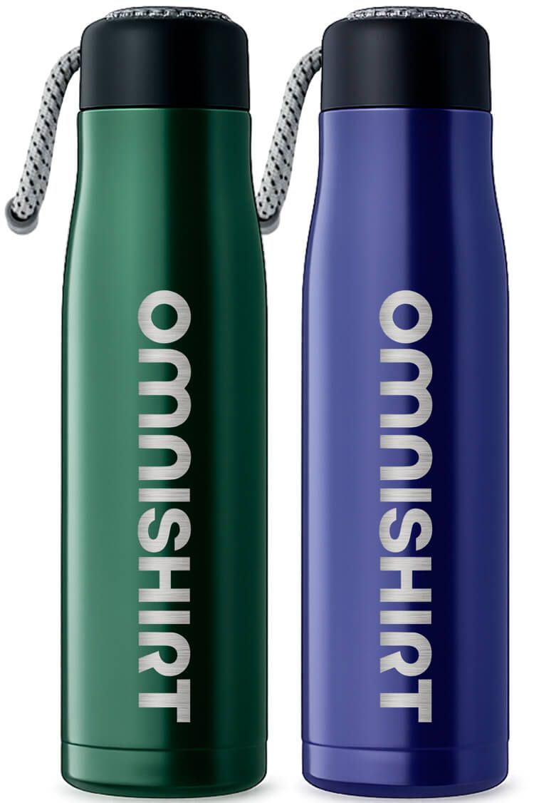 Dubbelwandige RVS drinkfles 500 ml met draaglus - Drinkfles graveren | Omnishirt