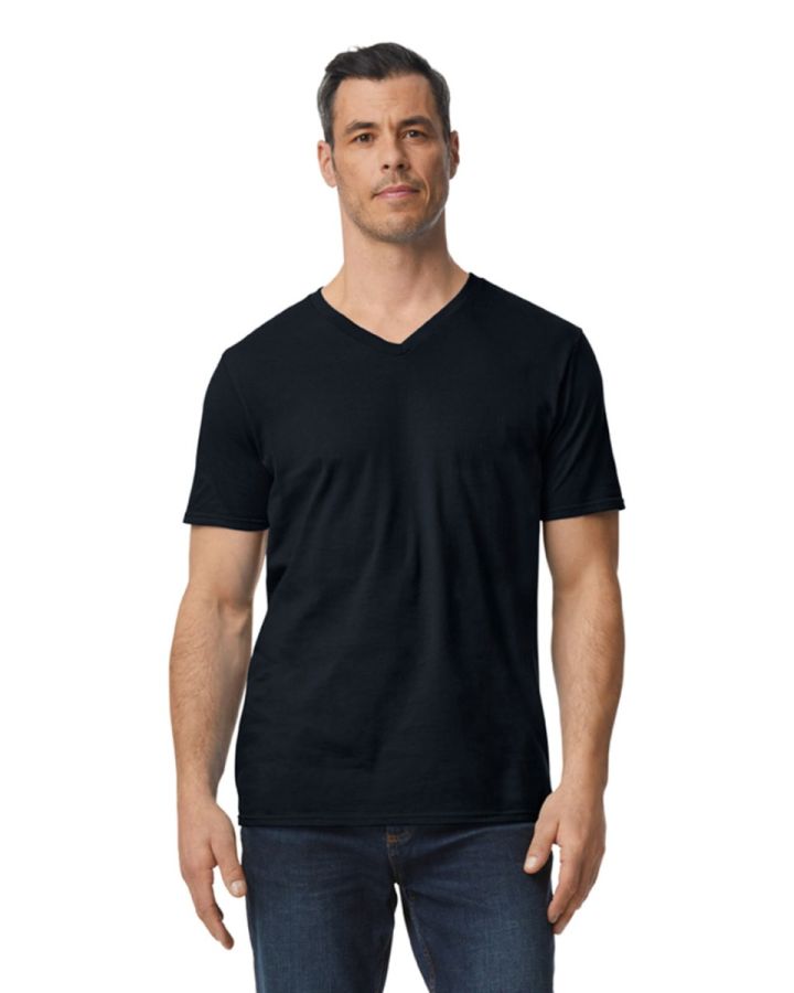 Softstyle V-hals Heren T-Shirt bedrukken | Gildan