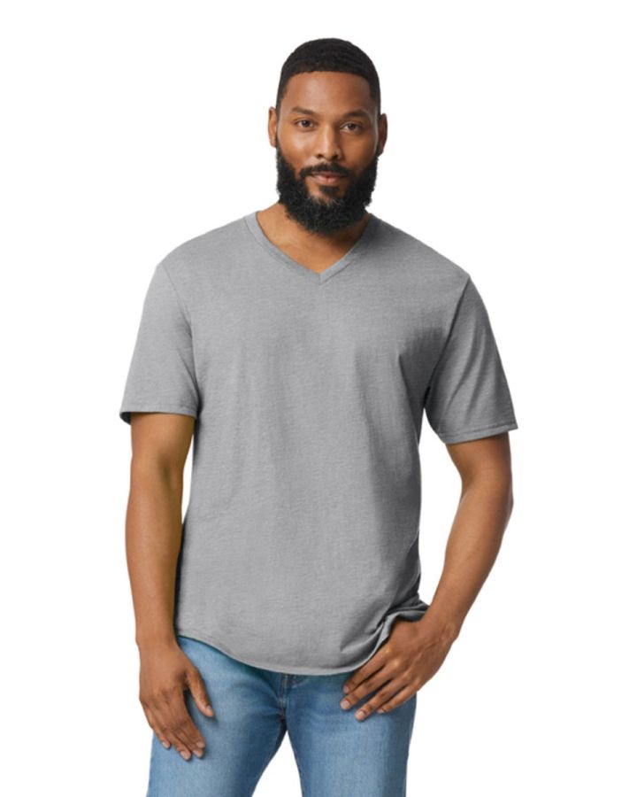 Softstyle V-hals Heren T-Shirt bedrukken | Gildan