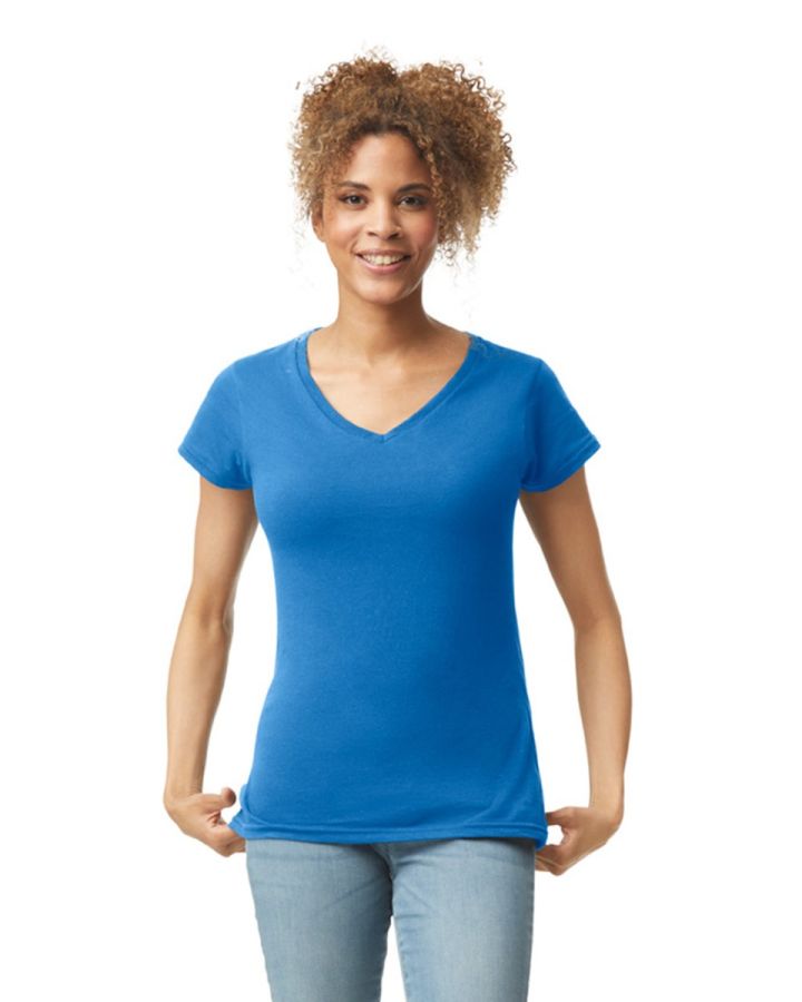 Softstyle V-hals Dames T-Shirt bedrukken | Gildan