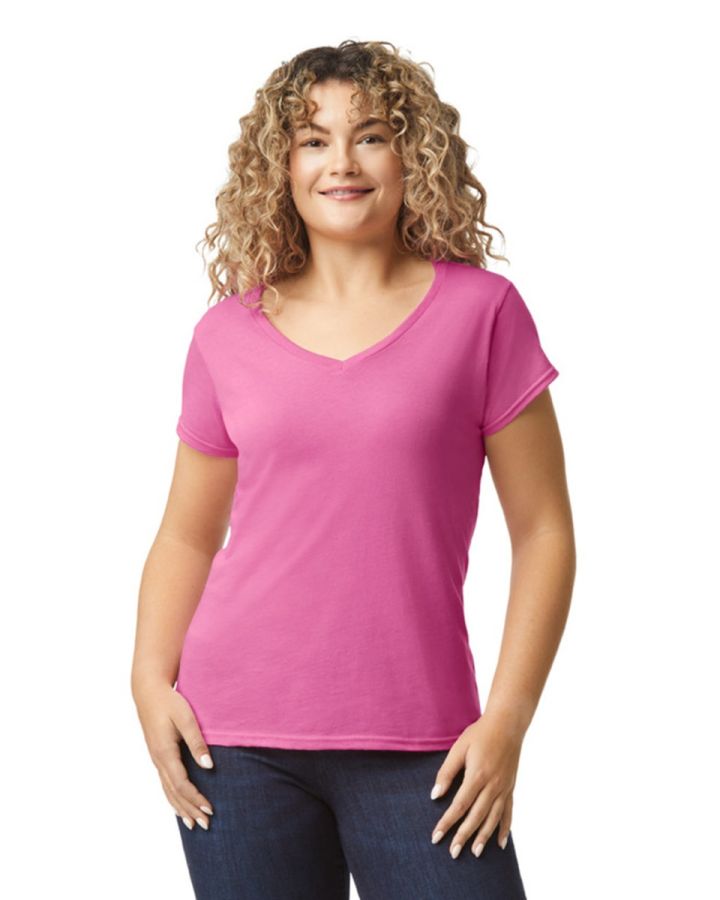 Softstyle V-hals Dames T-Shirt bedrukken | Gildan