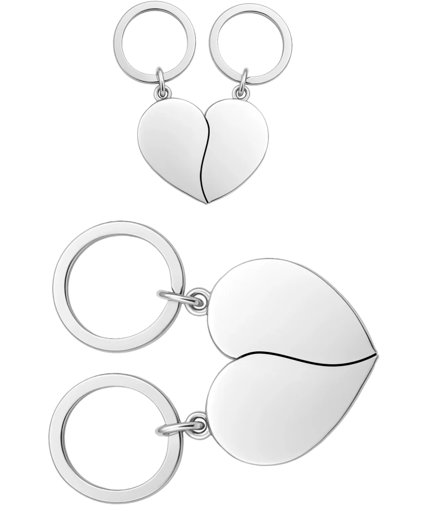Sleutelhanger verdeeld hart bedrukken