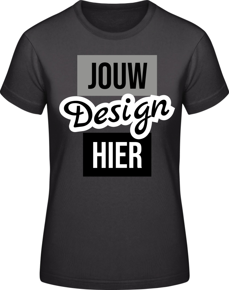 Dames #E190 T-Shirt bedrukken - Zwart - M