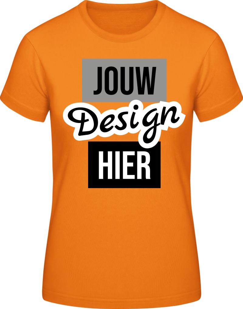 Dames #E190 T-Shirt bedrukken - Oranje - XS